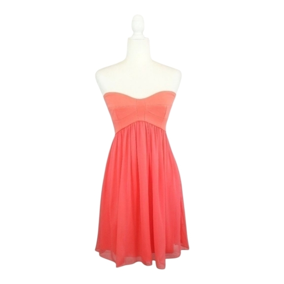 Diane Von Furstenberg coral strapless chiffon short dress women's size 2 Y2K - Picture 1 of 9